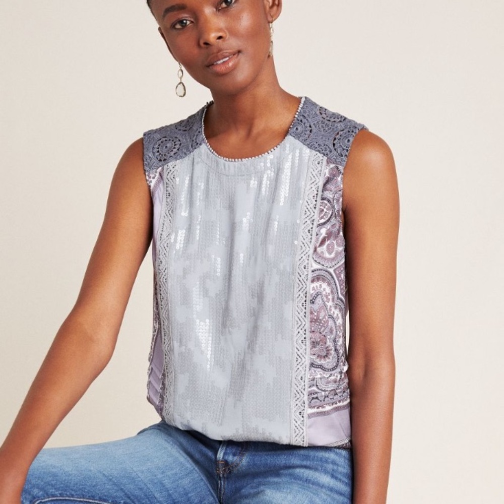 ‘Tiny’ Purple print tank top by Anthropologie
